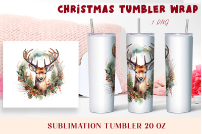Winter tumbler wrap design Christmas deer tumbler