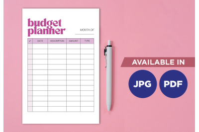 Monthly budget planner printable planifier digital template art