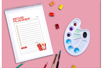 Movie planner printable planifier digital template art