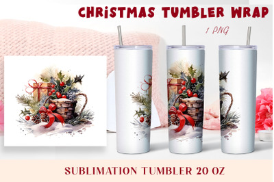 Christmas Watercolor Flowers Sublimation Tumbler Wrap