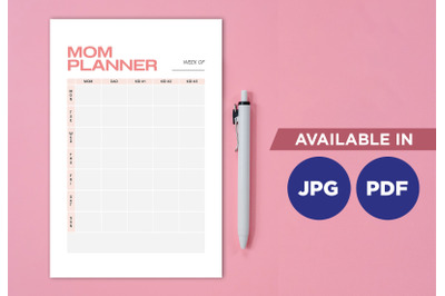 Moms planner printable planifier digital template art