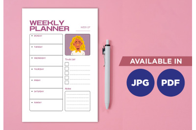 Weekly woman planner printable planifier digital template art