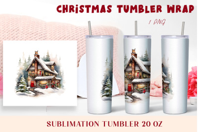 Christmas Watercolor Flowers Sublimation Tumbler Wrap