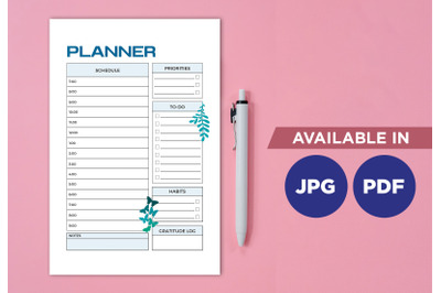 Hourly planner printable planifier digital template art