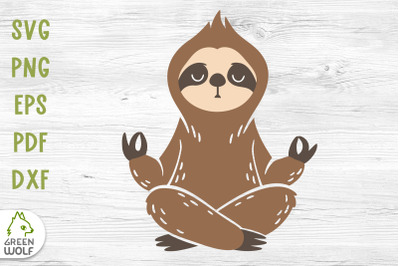Cute yoga sloth svg file for cricut Meditation svg Keep calm svg