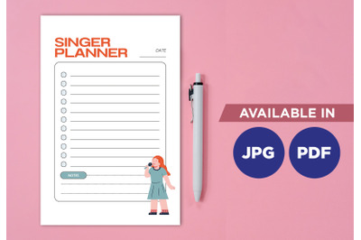 Singer planner printable planifier digital template art