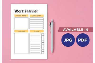 Work planner printable planifier digital template art