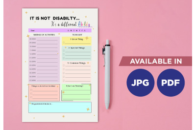 ADHD planner printable planifier digital template art