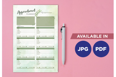 Appointment planner printable planifier digital template art