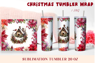 Christmas Watercolor Flowers Sublimation Tumbler Wrap