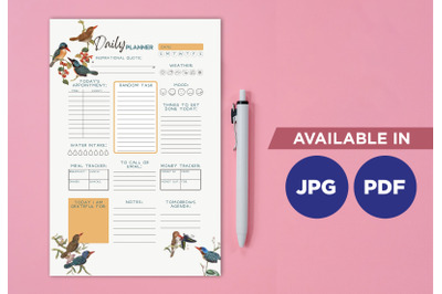 Bird planner printable planifier digital template art