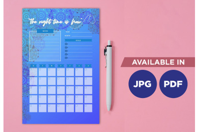 Blue planner printable planifier digital template art