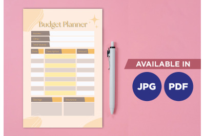 Budget planner printable planifier digital template art