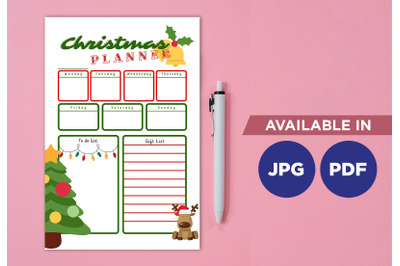 Christmas planner printable planifier digital template art