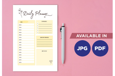 Daily planner printable planifier digital template art