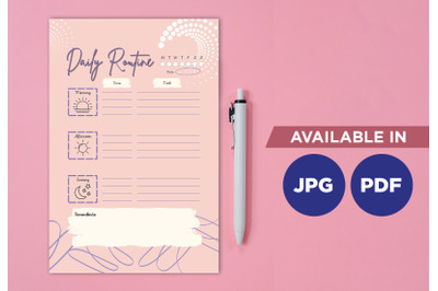 Daily routine planner printable planifier digital template art