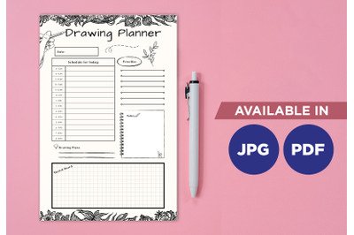 Drawing planner printable planifier digital template art