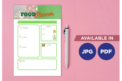 Food planner printable planifier digital template art