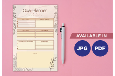 Goal planner printable planifier digital template art