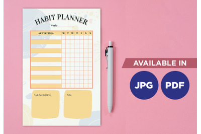 Habit planner printable planifier digital template art