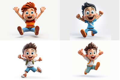 3d illustration of happy boy, back to school concept character isolate