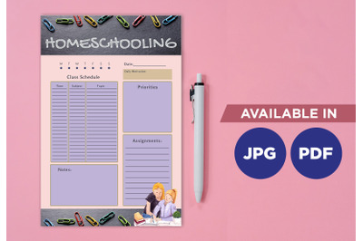 Homeschool planner printable template paper sheet