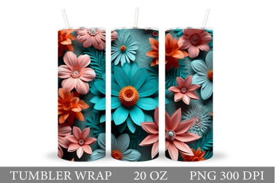 3D Flowers Tumbler Sublimation. Flowers Tumbler Wrap Design