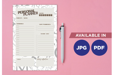 Lettering planner printable template paper sheet