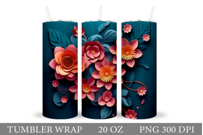 3D Flowers Tumbler Wrap. Flowers Tumbler Sublimation