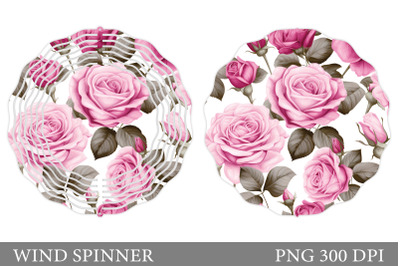 3D Rose Spinner Sublimation. 3D Flowers Wind Spinner Design