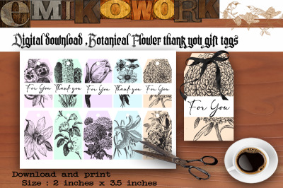 Printable  Botanical Thank you Gift Tags