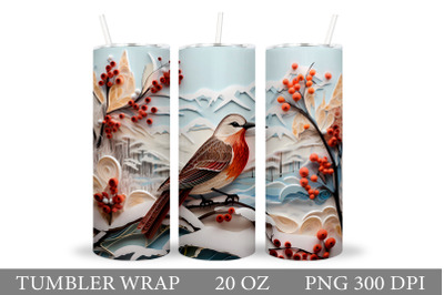 Bird Tumbler Sublimation. Winter Tumbler Wrap Sublimation