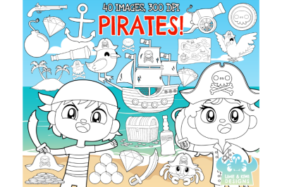 Pirates Digital Stamps - Lime and Kiwi Designs