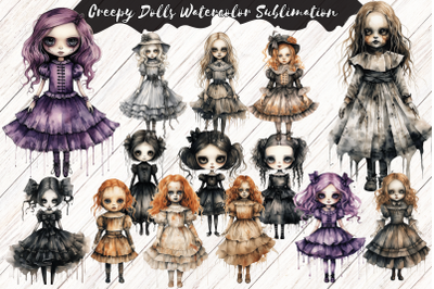 Creepy Dolls Watercolor Sublimation