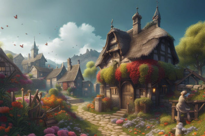 AI beautiful village