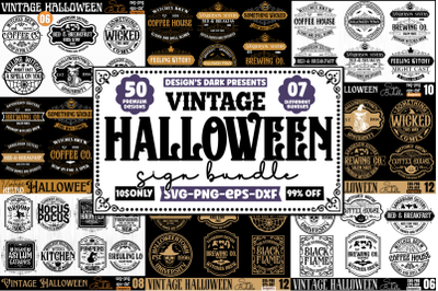 Vintage Halloween Sign SVG Bundle