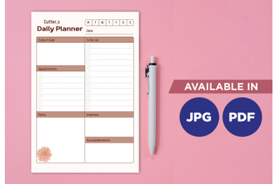 Cutter planner printable template paper sheet