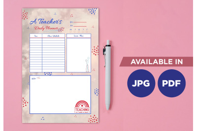 Daily teacher planner printable template paper sheet