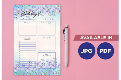 Wedding planner printable template paper sheet