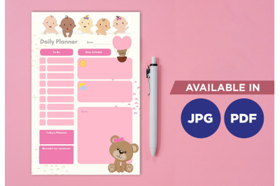 Baby planner printable template paper sheet