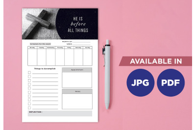 Christian planner printable template paper sheet