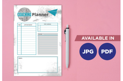 Coaching planner printable template paper sheet