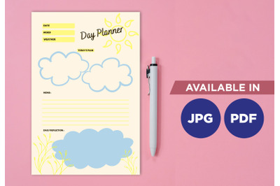 Day planner printable template paper sheet