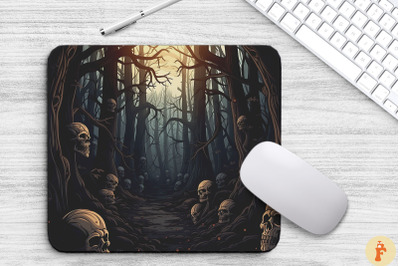 Dark Haunted Forest With Skulls