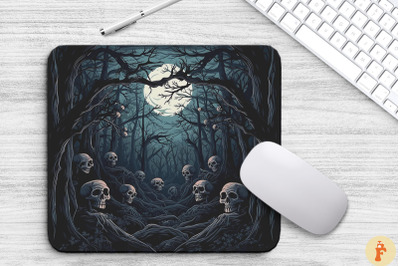 Dark Haunted Forest With Skulls