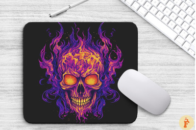 Flaming Skull With Purple Flames