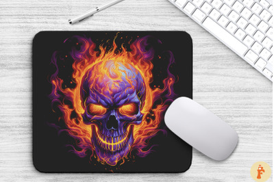 Flaming Skull With Purple Flames