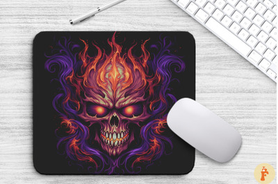 Flaming Skull With Purple Flames