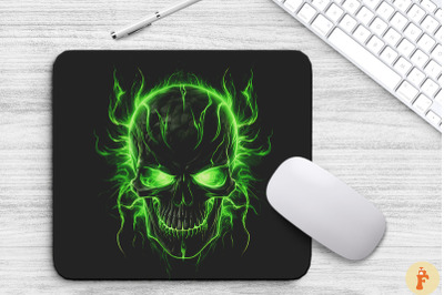 Neon Green Flame Sinister Skull