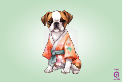 Boxer Dog in Kimono PNG